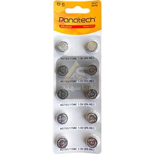 باتری سکه ای Panatech Alkaline AG13/L1154C بسته ۱۰ عددی